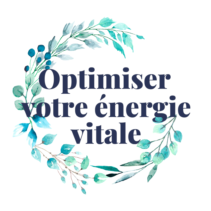 Feuilles (végétation) aquarelle et texte "optimiser votre énergie vitale"